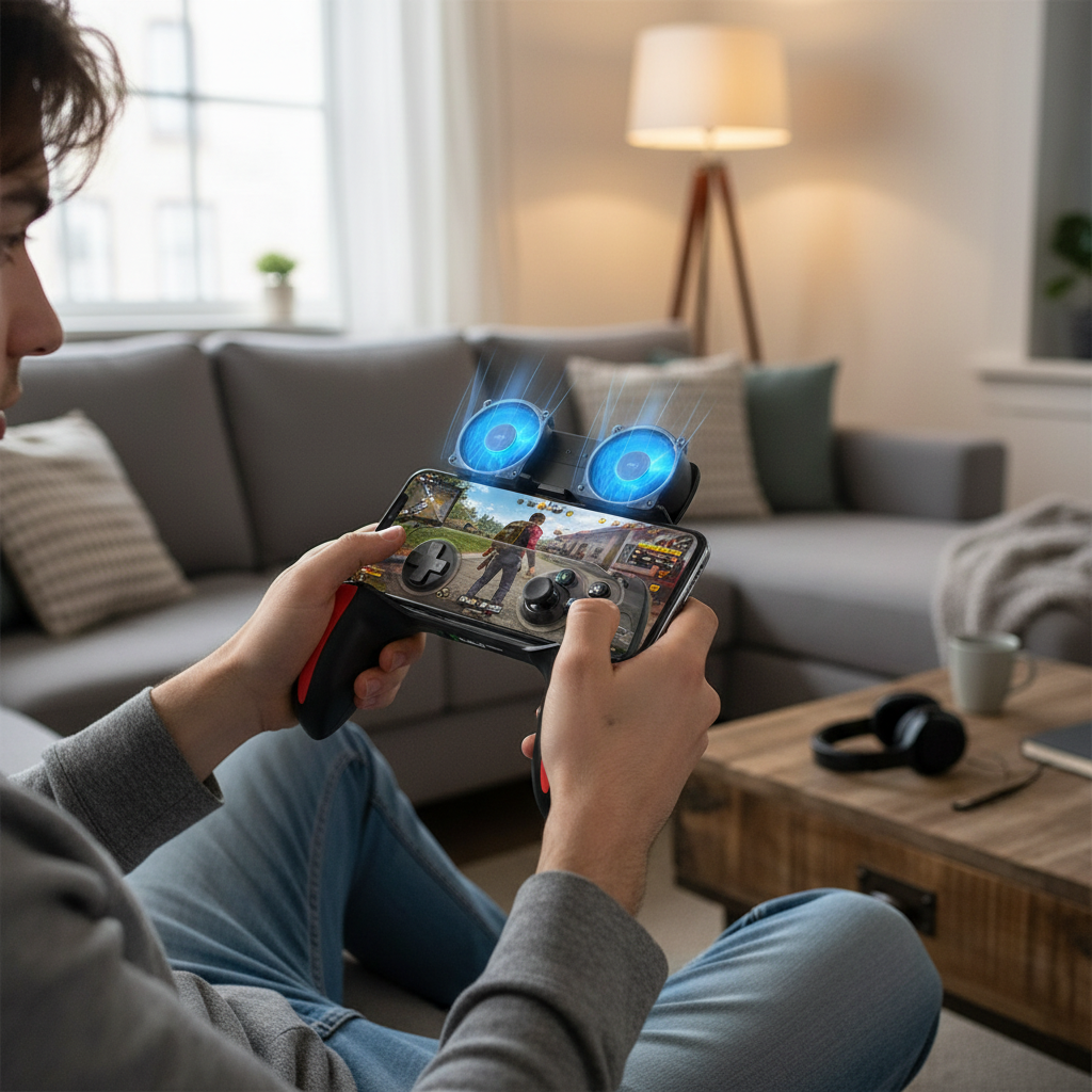 H10 Gaming Handheld Grip Game Controller Joystick Gamepad For Pubg Trigger Cooling Fan Cooler Phone USB powered 5000mAh battery